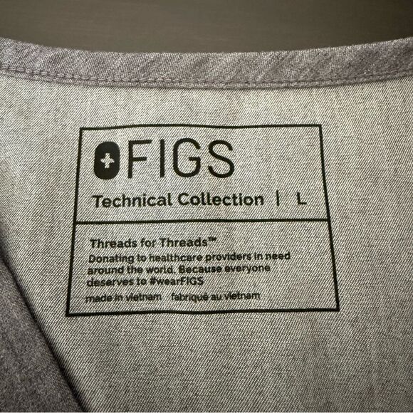 Figs Leon Three-Pocket Scrub Top Mens Sz L Graphite Medical Doctor PO1683 - Picture 6 of 10